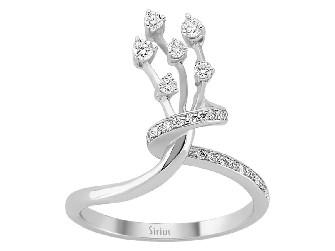 Diamant Lichterstrauß Ring - handgefertigter Diamantschmuck aus Feingold | Sirius Diamant