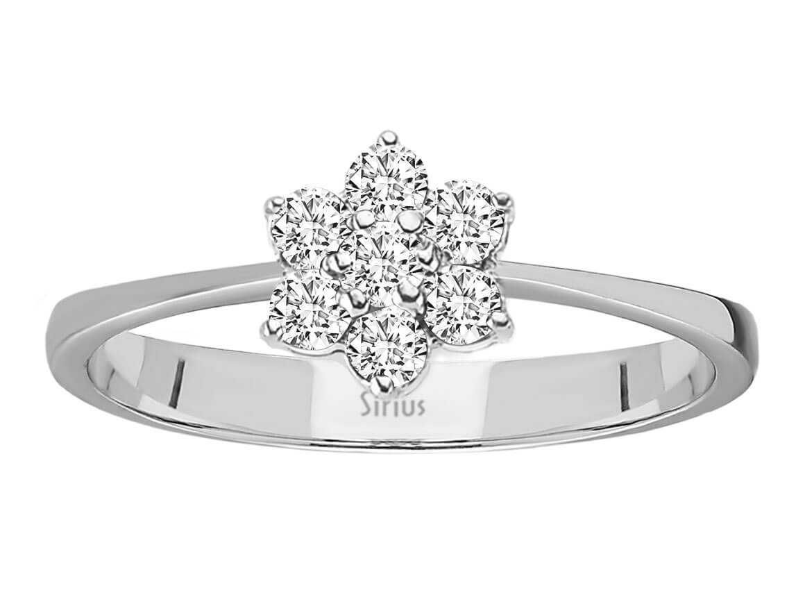 Diamant Gänseblümchen Schmuckset in 8 K Weißgold – handgefertigter Diamantschmuck aus Feingold | Sirius Diamant