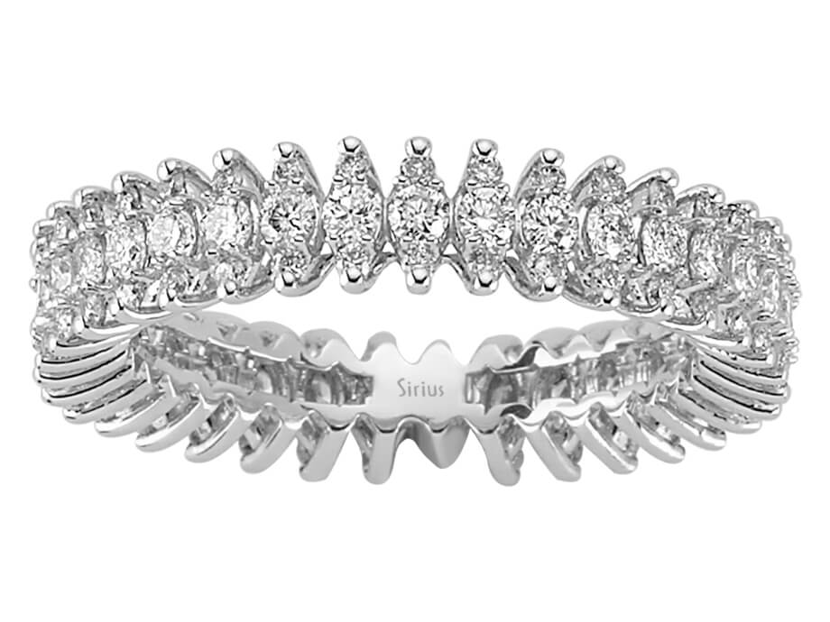 1,28 Karat Diamant rundum Allianz in 14 K Weißgold – handgefertigter Diamantschmuck aus Feingold | Sirius Diamant