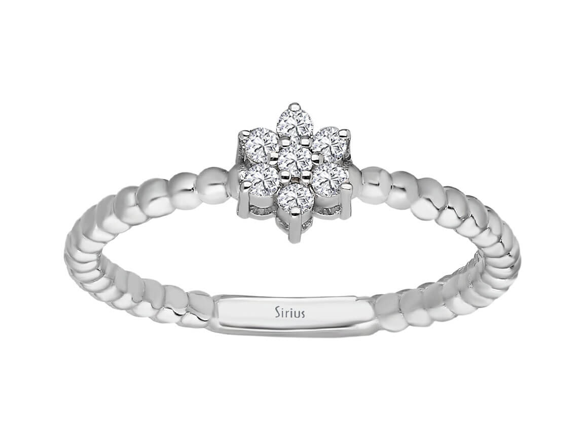 Diamant Minimal Gänseblümchen Ring - handgefertigter Diamantschmuck aus Feingold | Sirius Diamant