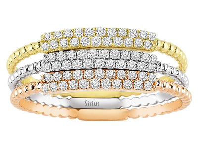 Bague demi-ronde en diamant trois pièces