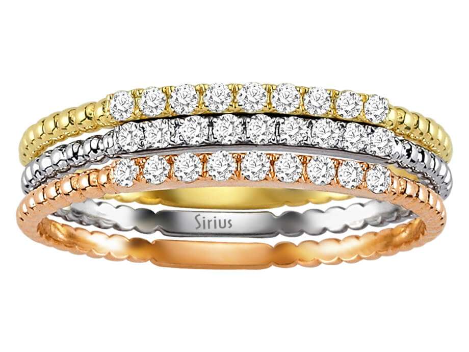Alliance Demi-Ronde Diamant 3 Couleurs