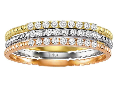 Alliance Demi-Ronde Diamant 3 Couleurs