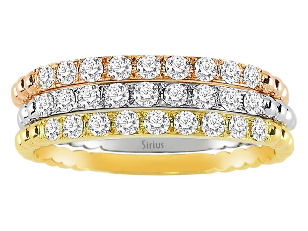 Diamant 3 Farbig halbrund Allianz - handgefertigter Diamantschmuck aus Feingold | Sirius Diamant