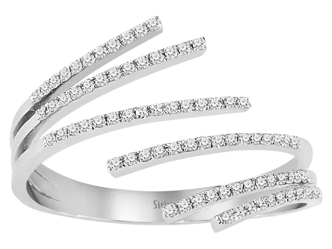 0,27 Karat Diamant Sechs Wege Ring in 585er 14 K Weißgold - handgefertigter Diamantschmuck aus Feingold | Sirius Diamant