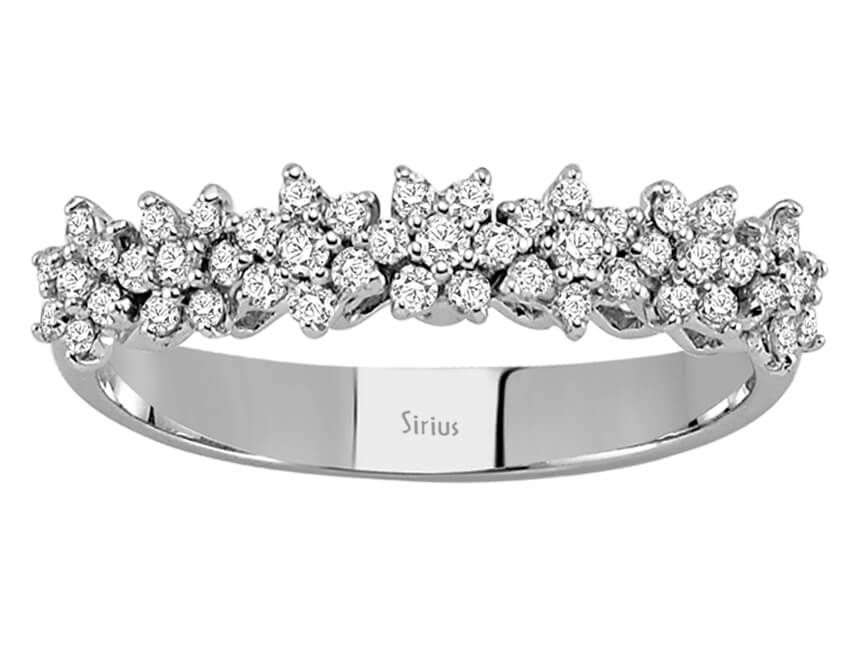 0.37 carat diamond 7 flower ring in 585 14 K white gold