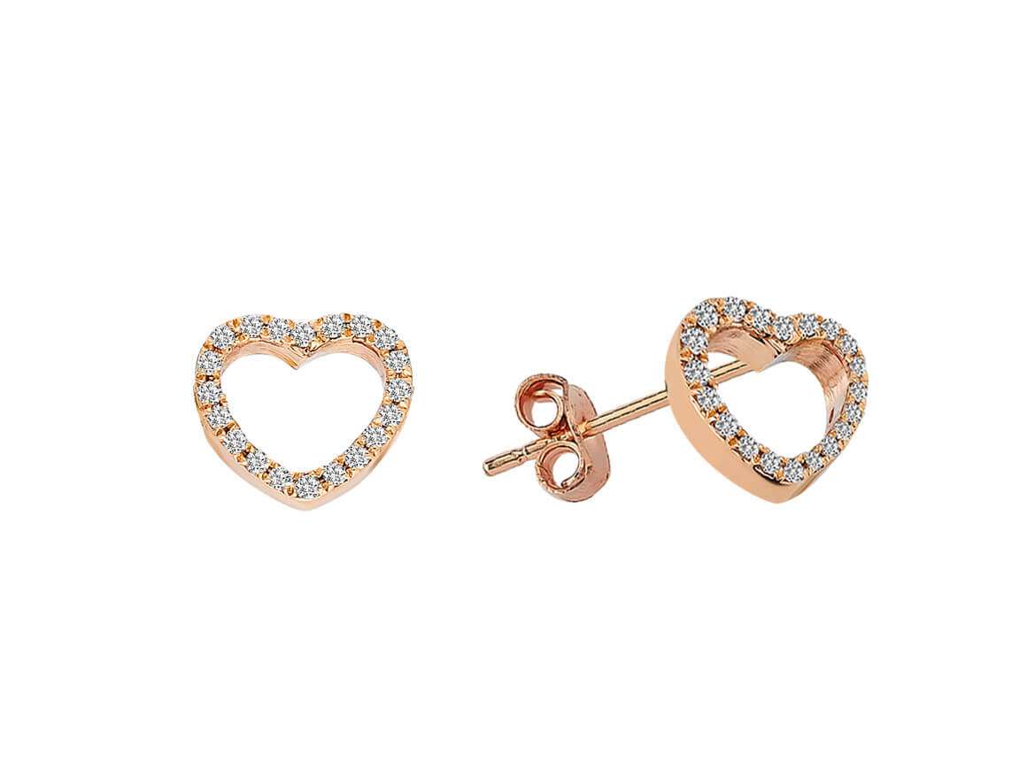 Diamond Heart Stud Earrings
