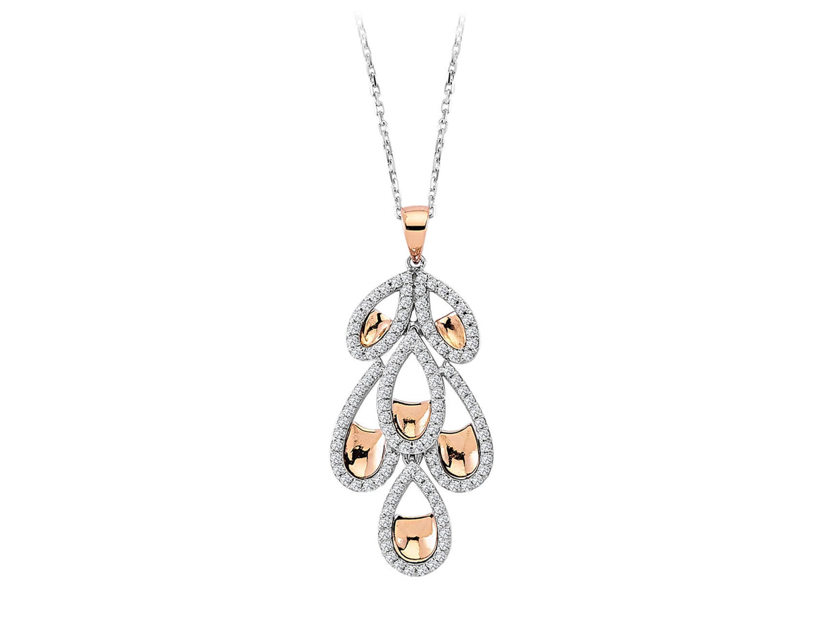 Diamant Antike Cluster Collier in 585er 14 Karat Rot- und Weißgold - handgefertigter Diamantschmuck aus Feingold | Sirius Diamant