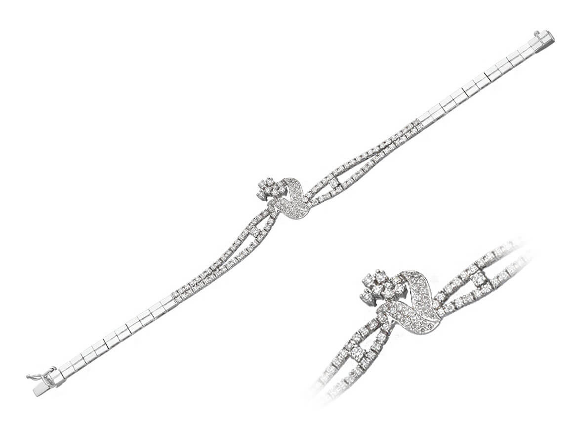 2,30 Gesamtkarat Diamant Tennis Armband in 14 K Weißgold - handgefertigter Diamantschmuck aus Feingold | Sirius Diamant
