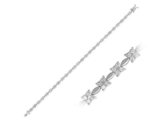 1,76 Karat Diamant Blumenmotive Armband in 14 Karat Weißgold – handgefertigter Diamantschmuck aus Feingold | Sirius Diamant