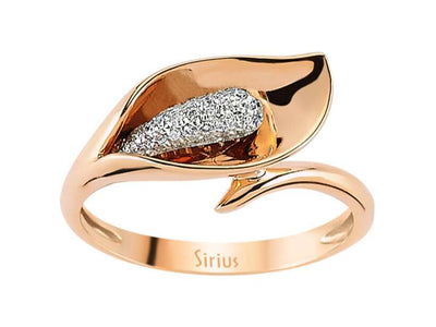 Bague racine de dragon en or rouge et blanc 14 carats avec diamant total de 0,12 carat