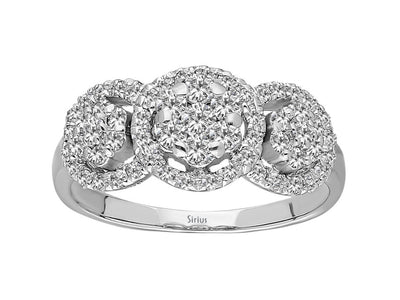 Bague trio de fleurs en or blanc 14 carats avec diamants de 0,55 carat au total