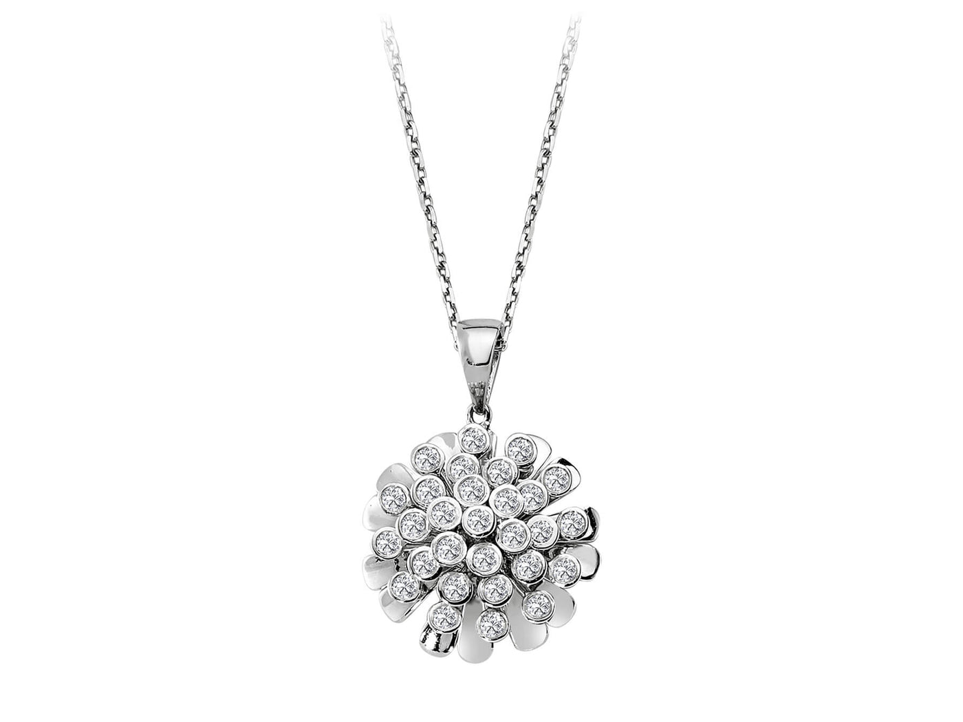 0.34 carat floral diamond necklace in 585 14 carat white gold