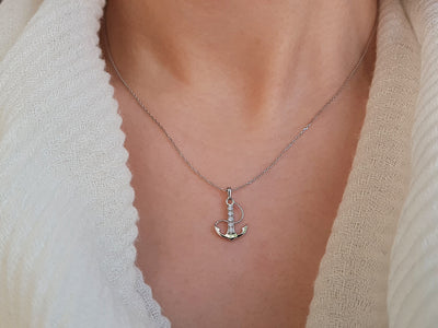Diamond anchor necklace