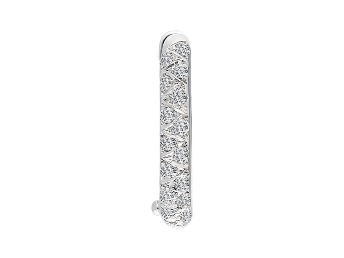 0.08 carat diamond men's hoop earring in 585 14 K white gold