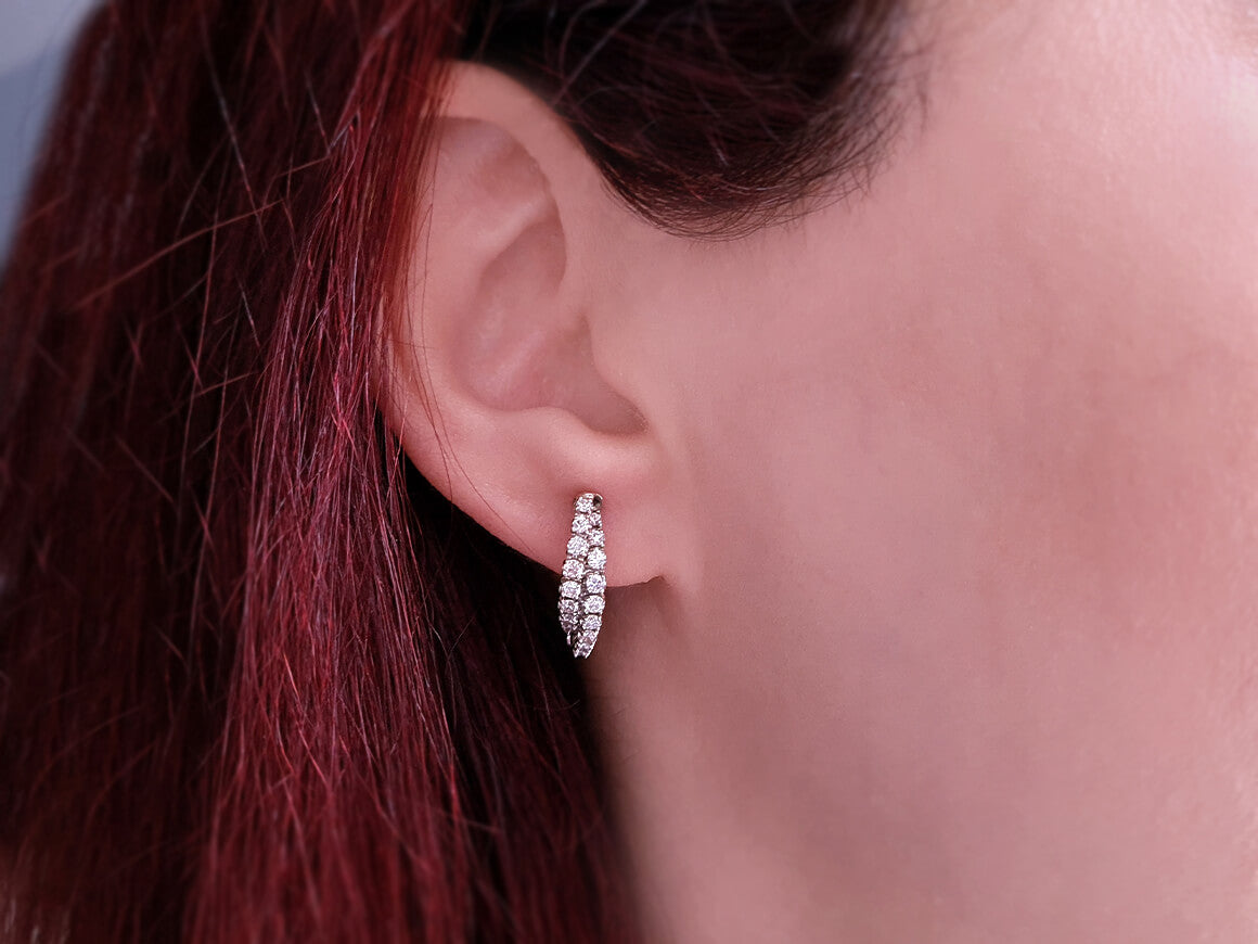 F/VS color 0.87 total carat diamond hoop earrings in 14K white gold