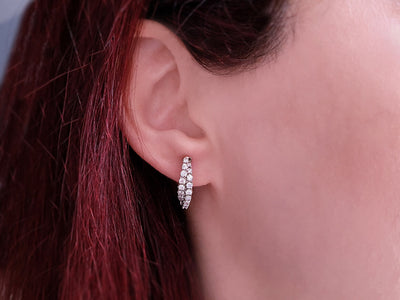 F/VS color 0.87 total carat diamond hoop earrings in 14K white gold