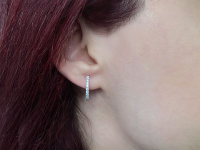 Diamond hoop earring in 585 14 carat white gold
