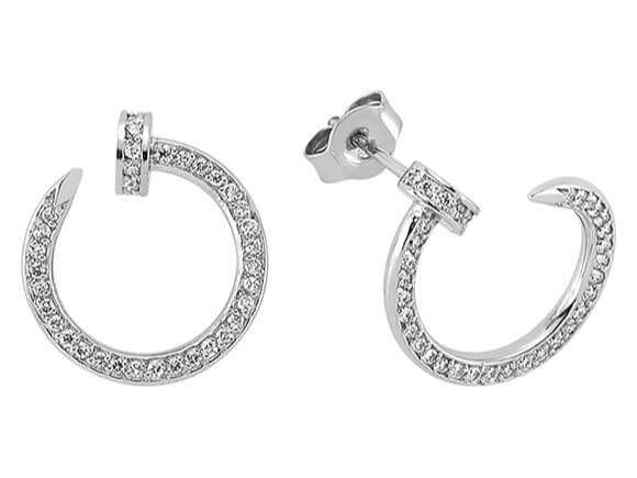 0.36 carat diamond hoop earring in 333 8 carat white gold