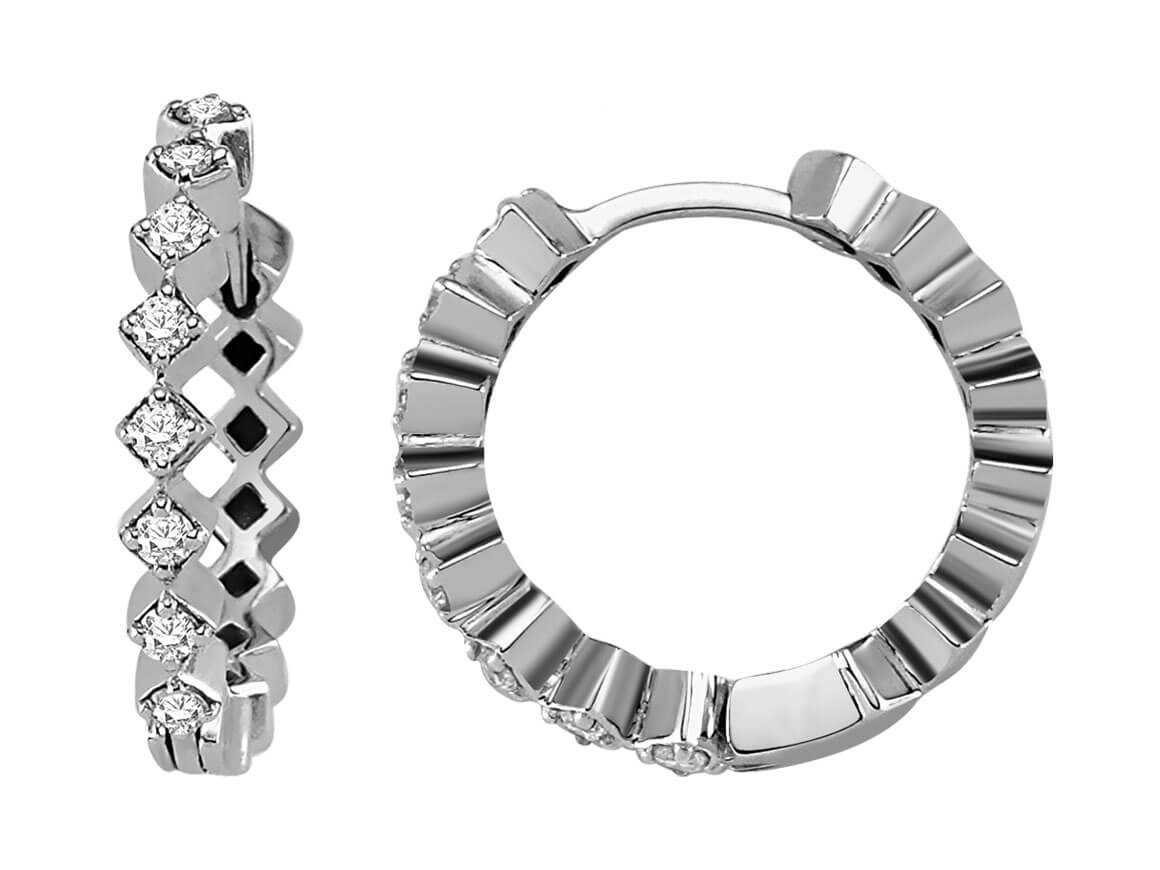 0,24 Carat Diamant Creolen in 333er 8K Karat Weißgold - handgefertigter Diamantschmuck aus Feingold | Sirius Diamant