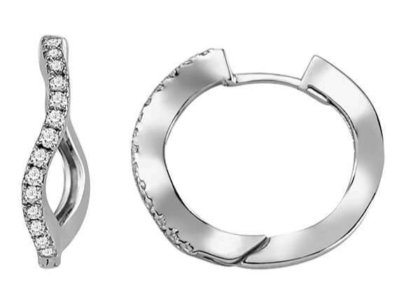 0.28 carat diamond hoop earrings in 8 carat white gold
