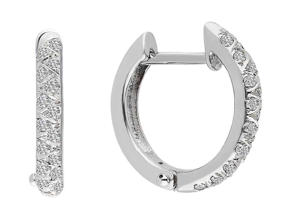 Diamant Creole Ohrringe, 585er Weißgold - handgefertigter Diamantschmuck aus Feingold | Sirius Diamant