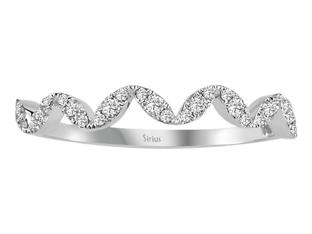 Alliance diamant demi-ronde ondulée 