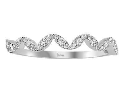 Alliance diamant demi-ronde ondulée 