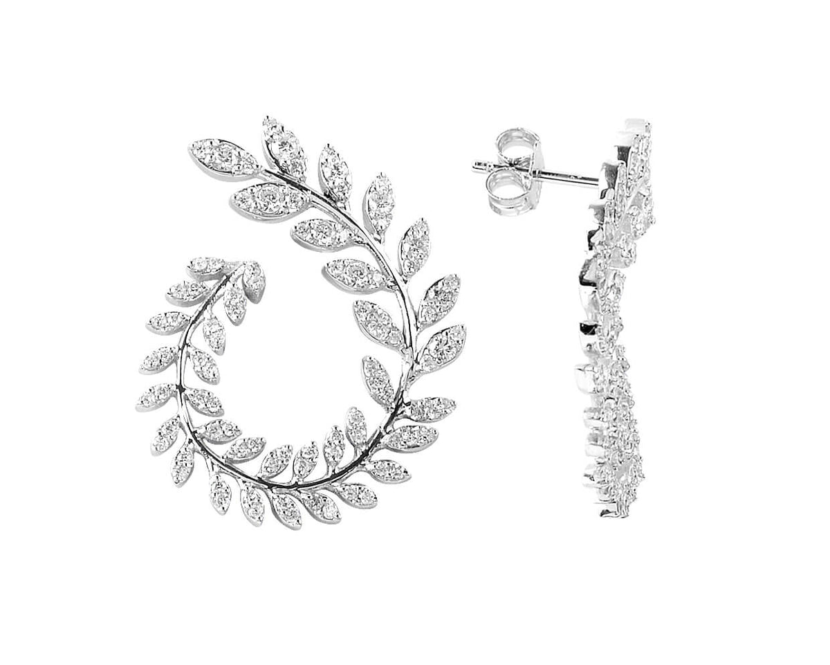 Diamant Lorbeerzweig Ohrringe - handgefertigter Diamantschmuck aus Feingold | Sirius Diamant