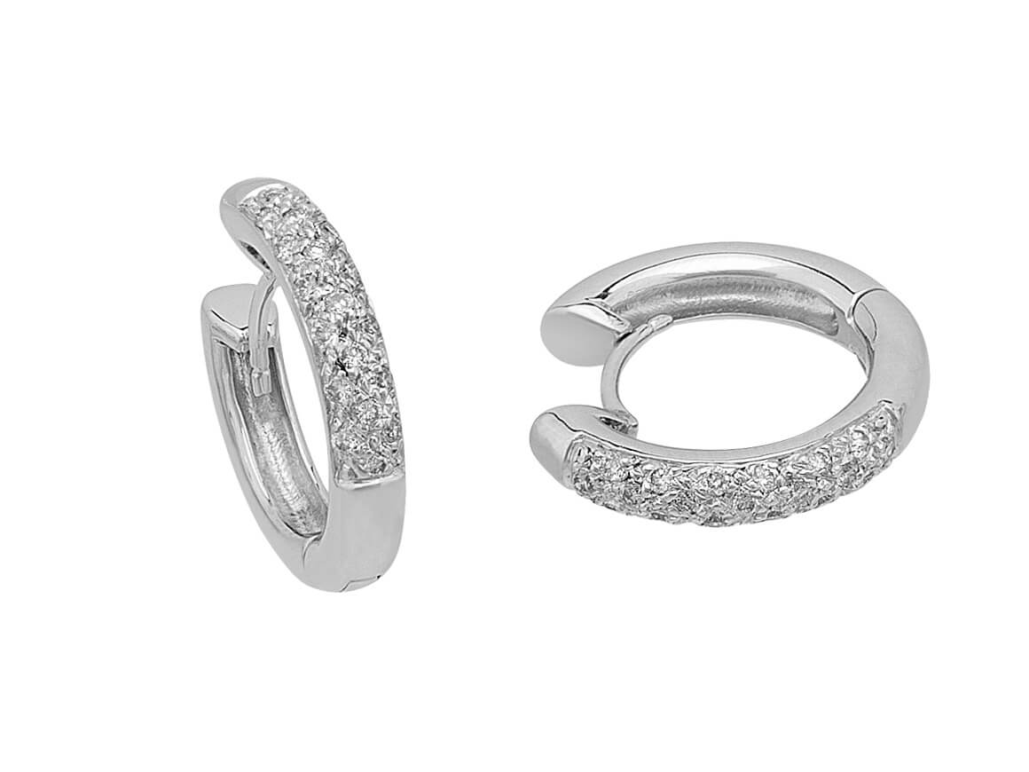 0,34 Carat Diamant Dicke Creolen in 585er 14 Karat Weißgold - handgefertigter Diamantschmuck aus Feingold | Sirius Diamant