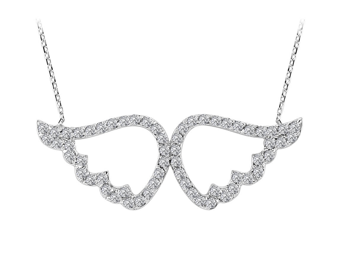 0.49 carat diamond angel wing necklace