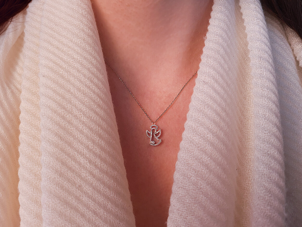 Diamant Engel Collier – handgefertigter Diamantschmuck aus Feingold | Sirius Diamant