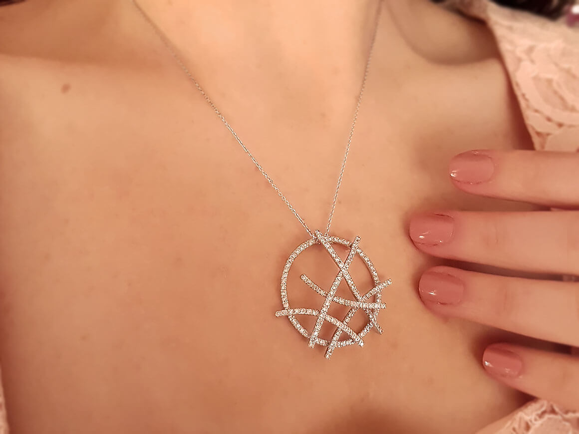 1,60 Karat Diamant Collier in 18 K Weißgold - handgefertigter Diamantschmuck aus Feingold | Sirius Diamant