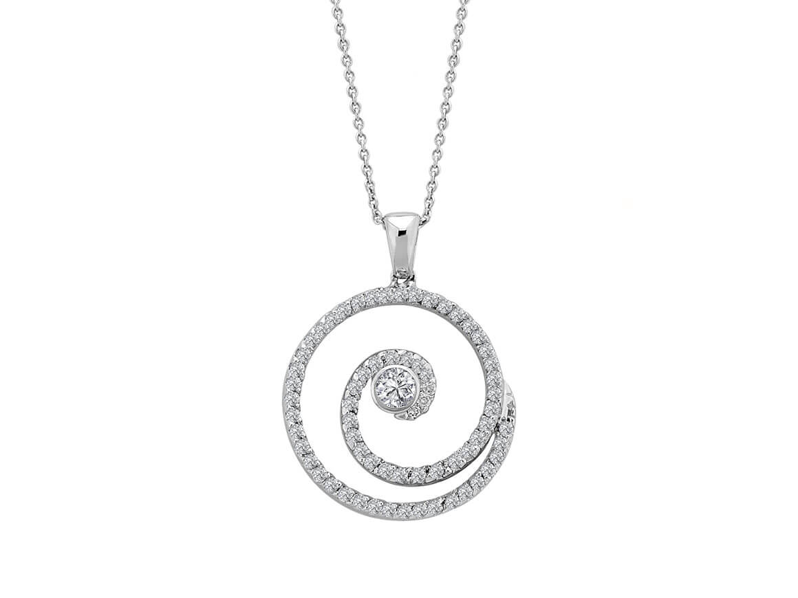 Collier escargot en or blanc 585 14 carats avec diamants de 0,80 carat