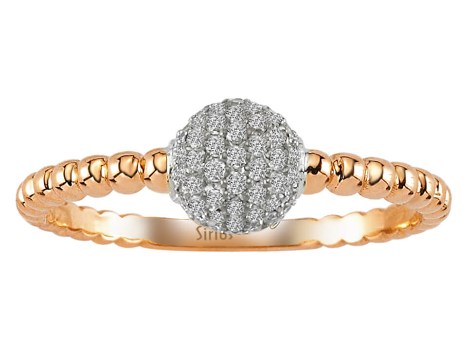 Bague demi-monde en or jaune et blanc 14 carats avec diamant de 0,19 carat