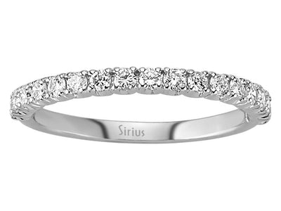 Alliance demi-ronde en or blanc 585 14 carats avec diamants de 0,53 carat