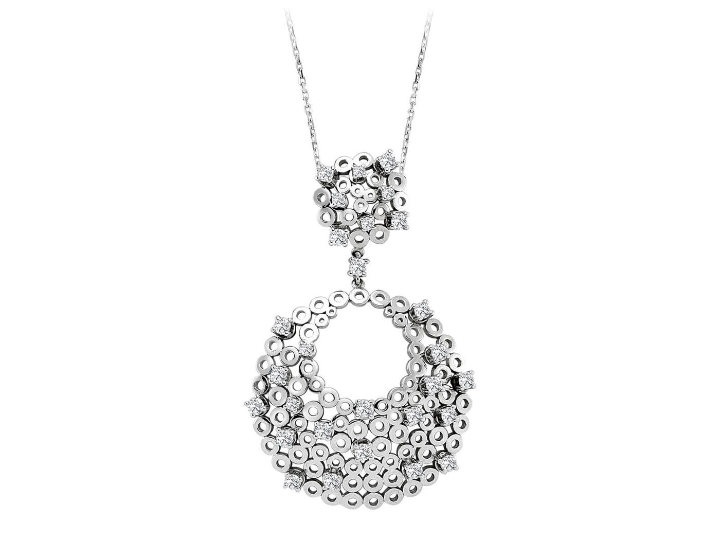 1.05 total carat diamond moon necklace in 585 14 carat white gold