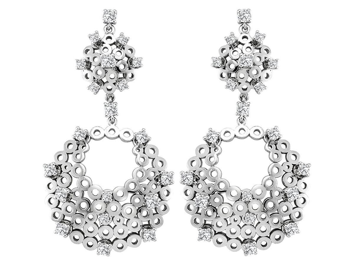 Diamant Möndchen Ohringe in 14 K Weißgold - handgefertigter Diamantschmuck aus Feingold | Sirius Diamant