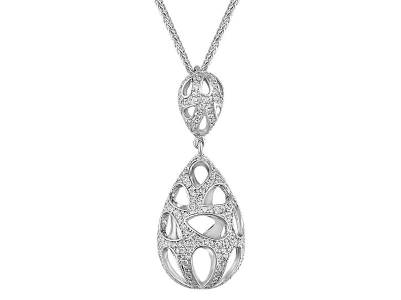 Collier en or blanc 14 carats 585 avec diamants de 0,94 carat couleur F