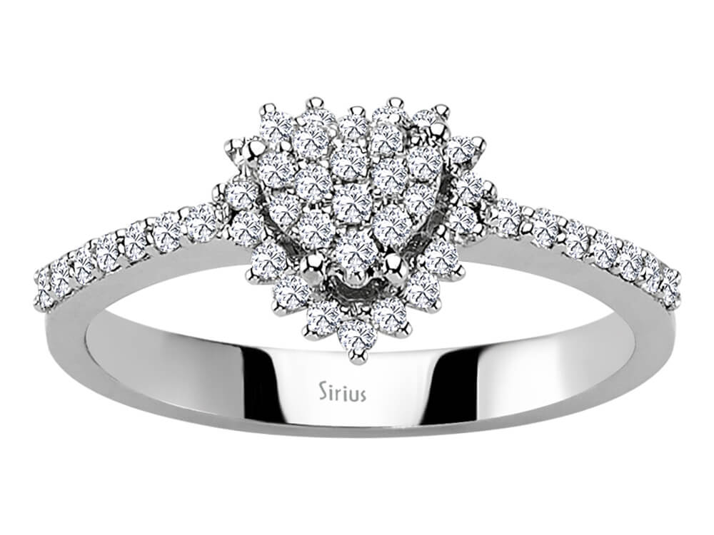Diamant Herz Entourage Damenring - handgefertigter Diamantschmuck aus Feingold | Sirius Diamant