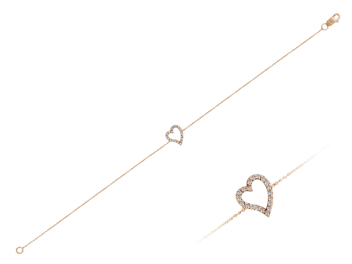 Diamond heart bracelet in 18-carat white gold