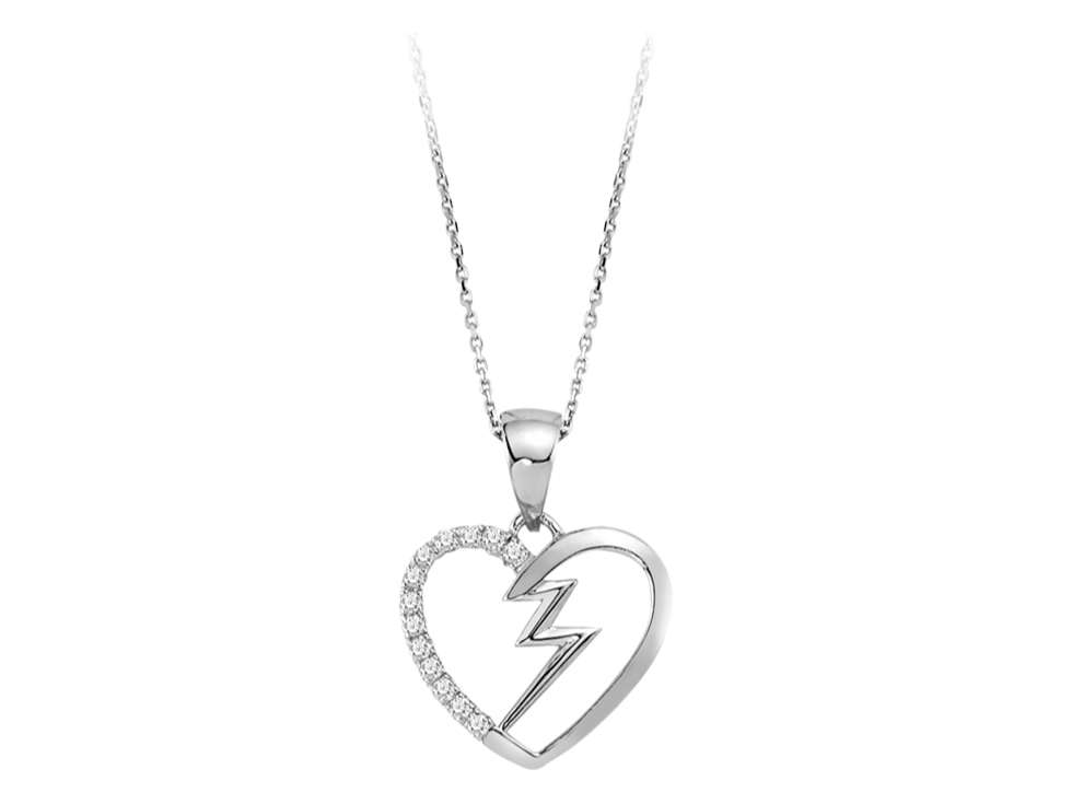 Collier cœur en or blanc 333 8 carats avec diamant de 0,07 carat