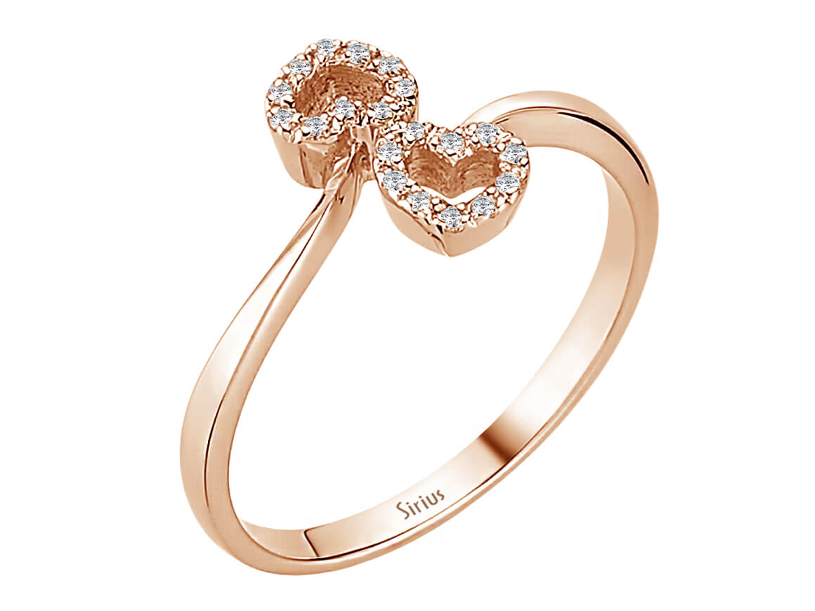 Diamant Doppelter Herze Ring - handgefertigter Diamantschmuck aus Feingold | Sirius Diamant