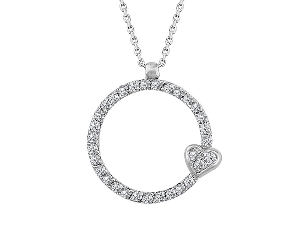 Collier rond en forme de cœur avec diamant de 0,26 carat