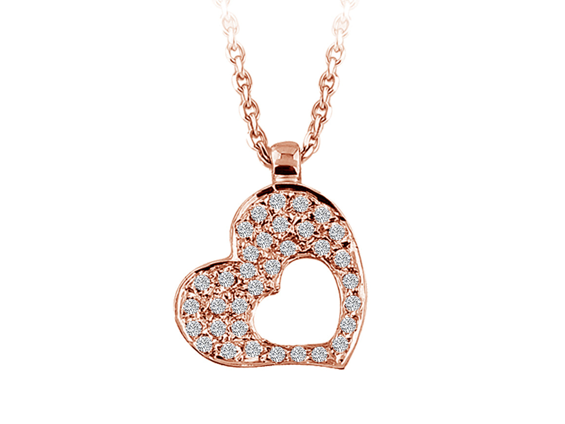 Collier cœur entrelacé de diamants en or blanc 333 8 carats
