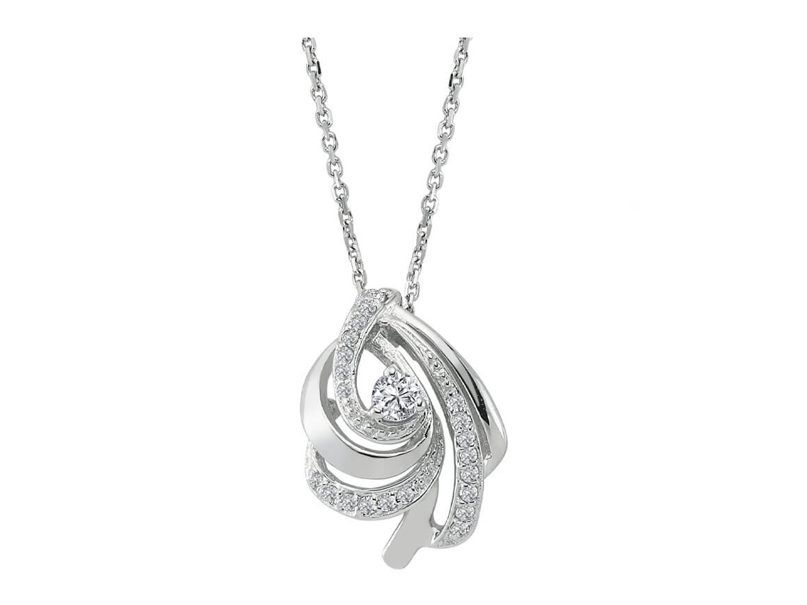 Diamant Auster Collier in 14 Karat Weißgold - handgefertigter Diamantschmuck aus Feingold | Sirius Diamant