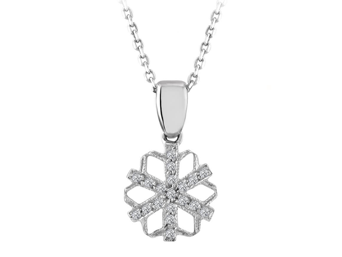 0,08 Karat Diamant Schneeflocke Collier - handgefertigter Diamantschmuck aus Feingold | Sirius Diamant