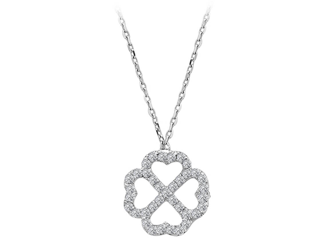 Diamant Kleeblatt Collier - handgefertigter Diamantschmuck aus Feingold | Sirius Diamant