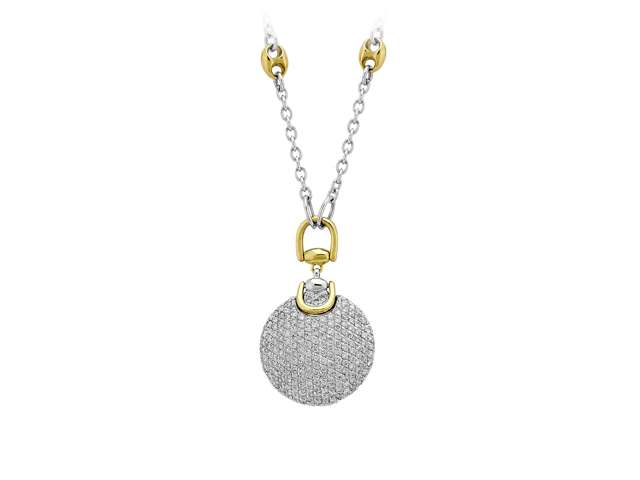 Collier médaillon en or blanc 585 14 carats avec diamants d'un total de 1,69 carat
