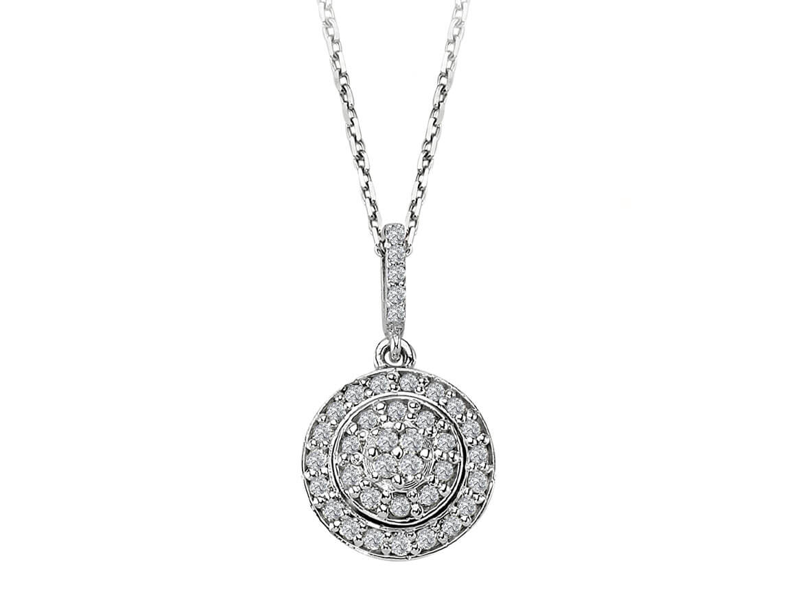 0,33 Gesamtkarat Diamant Collier in 585er 14 Karat Weißgold - handgefertigter Diamantschmuck aus Feingold | Sirius Diamant